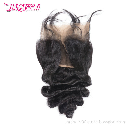 Raw Indian Temple Remy Hair,Unprocessed Indian Loose Wave Human Hair Closure